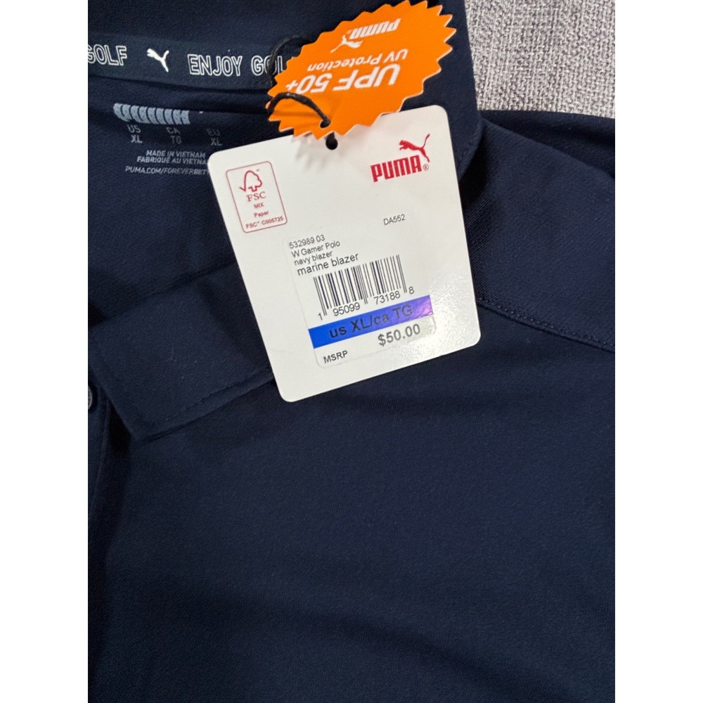 Puma Gamer Polo Golf Shirt Short Sleeve UPF 50 Navy Blue Womens Size XL NWT - Picture 5 of 11